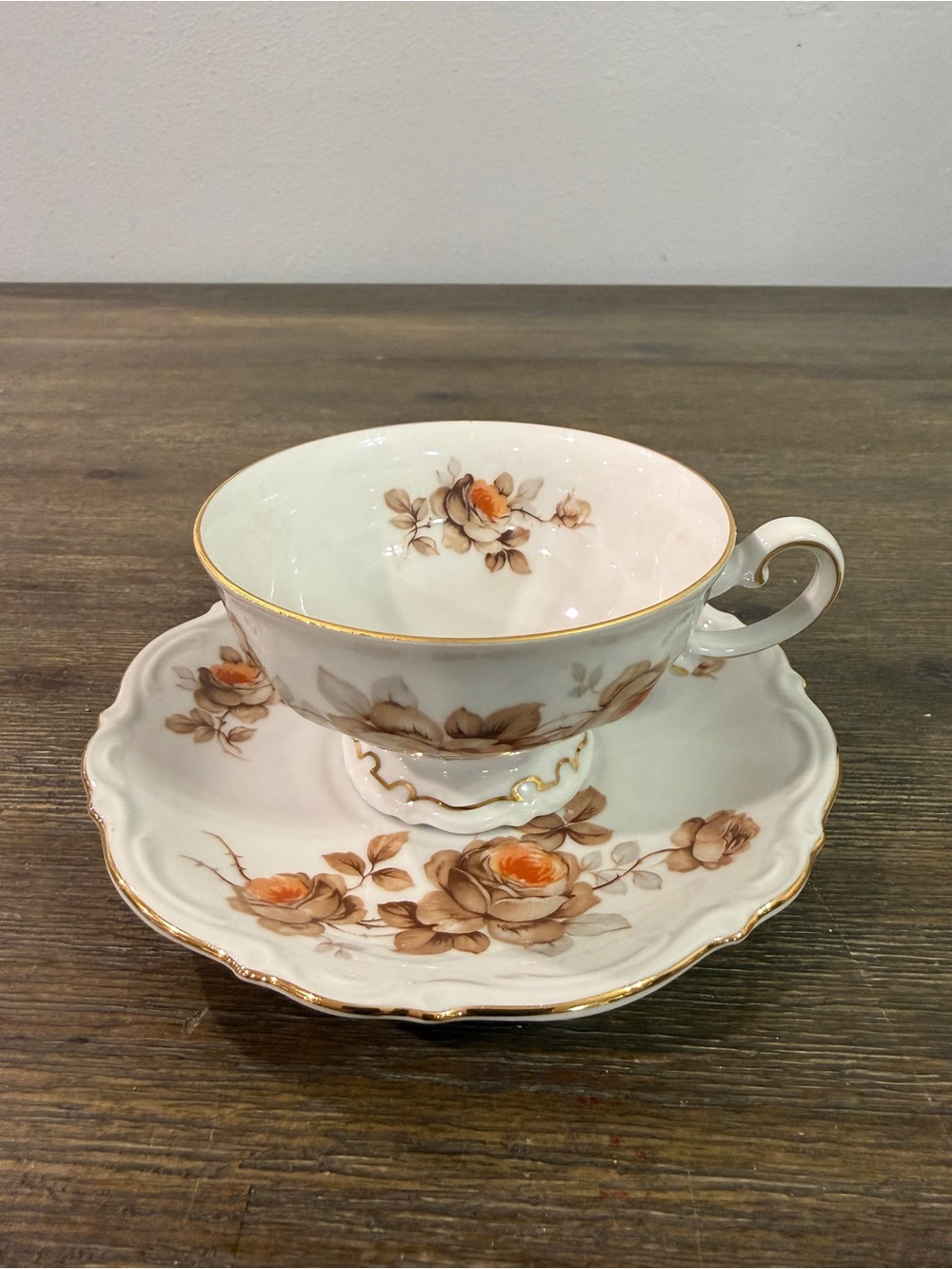 Vintage German Mitterteich Bavaria Norway Rose  Saucer Set